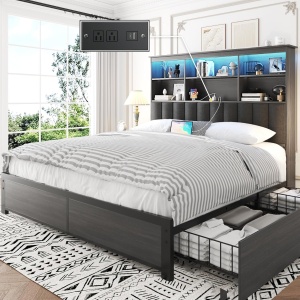 Lifezone Queen Bed Frame with Headboard BED-0426-QFE